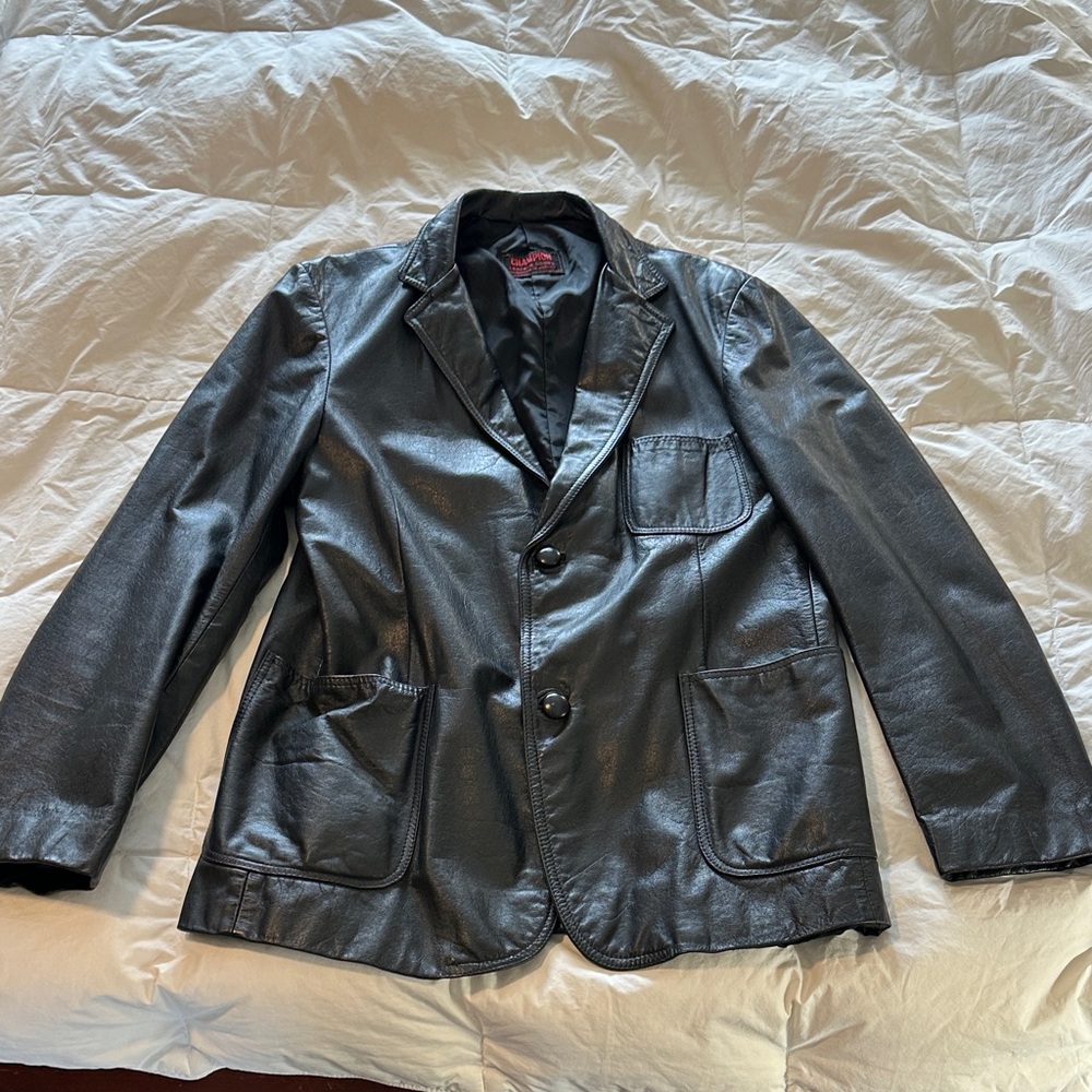 Vintage Men’s Black Leather Blazer Jacket